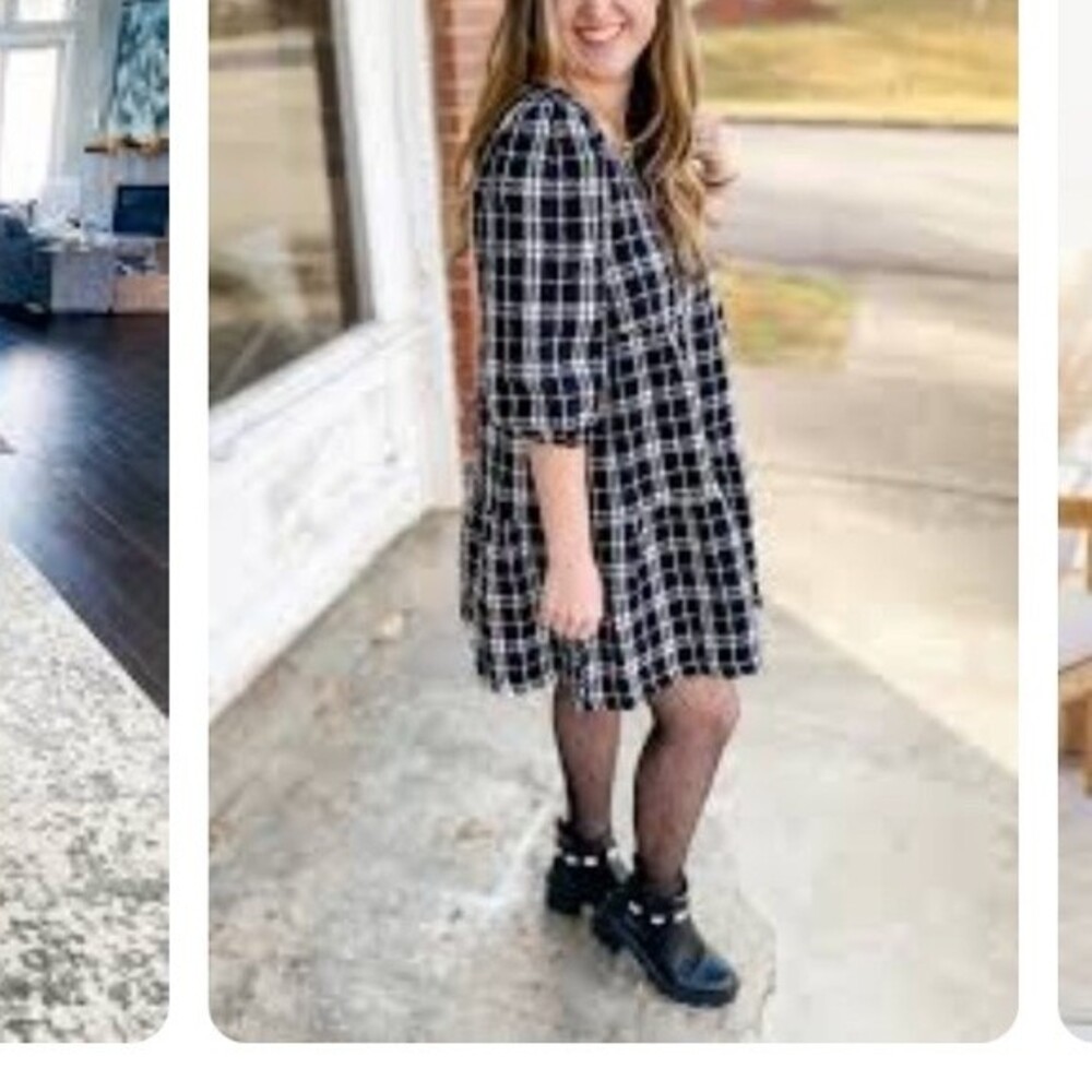 ZARA Basic Black Multicolor Plaid Ruffle Dress Wo… - image 13